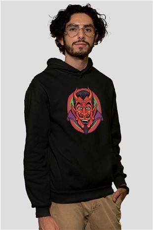Halloween Baskılı Unisex Siyah Hoodie