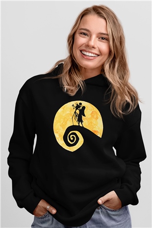 Halloween Baskılı Unisex Siyah Hoodie