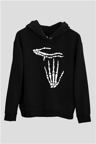 Halloween Baskılı Unisex Siyah Hoodie