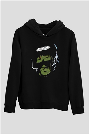 Halloween Baskılı Unisex Siyah Hoodie