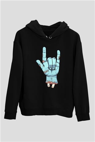 Halloween Baskılı Unisex Siyah Hoodie