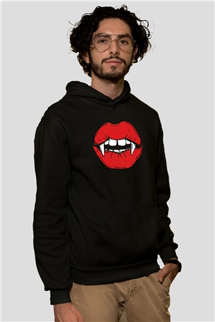 Halloween Baskılı Unisex Siyah Hoodie