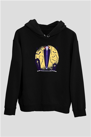 Halloween Baskılı Unisex Siyah Hoodie