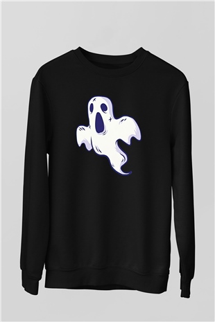 Halloween Baskılı Unisex Siyah Sweatshirt