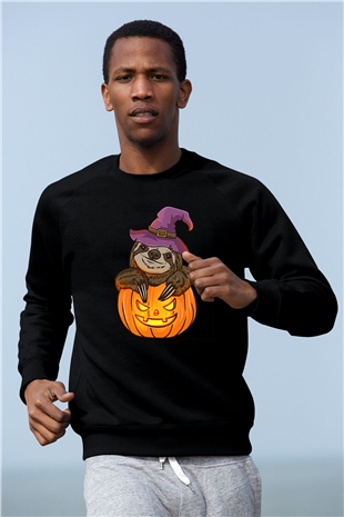 Halloween Baskılı Unisex Siyah Sweatshirt