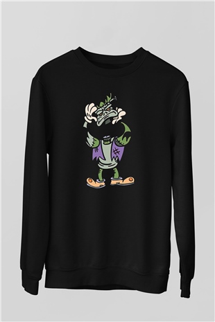 Halloween Baskılı Unisex Siyah Sweatshirt