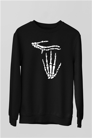 Halloween Baskılı Unisex Siyah Sweatshirt