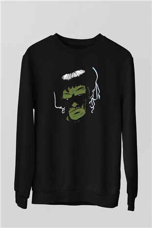 Halloween Baskılı Unisex Siyah Sweatshirt
