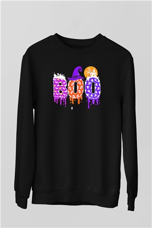 Halloween Baskılı Unisex Siyah Sweatshirt