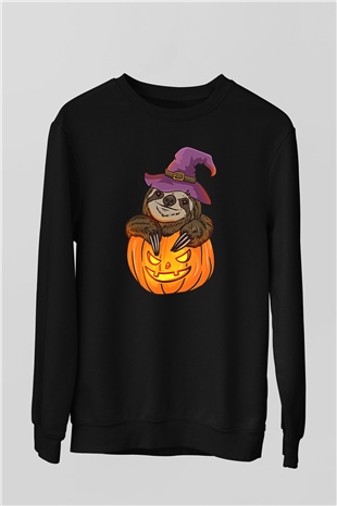 Halloween Baskılı Unisex Siyah Sweatshirt