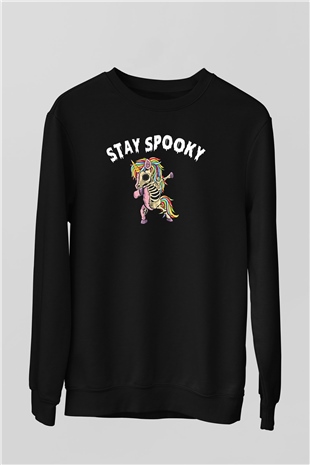 Halloween Baskılı Unisex Siyah Sweatshirt