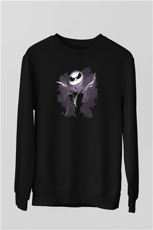 Halloween Baskılı Unisex Siyah Sweatshirt