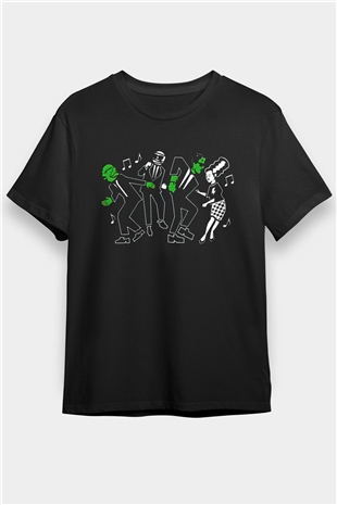 Halloween Baskılı Unisex Siyah Tişört - Tshirt