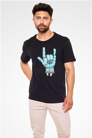 Halloween Baskılı Unisex Siyah Tişört - Tshirt