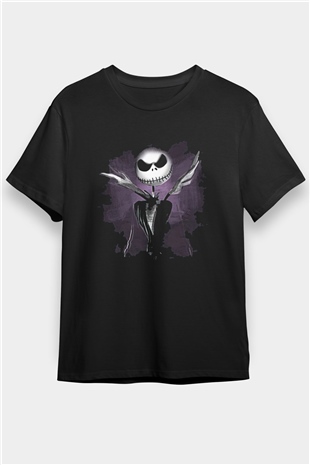 Halloween Baskılı Unisex Siyah Tişört - Tshirt
