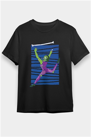 Halloween Baskılı Unisex Siyah Tişört - Tshirt