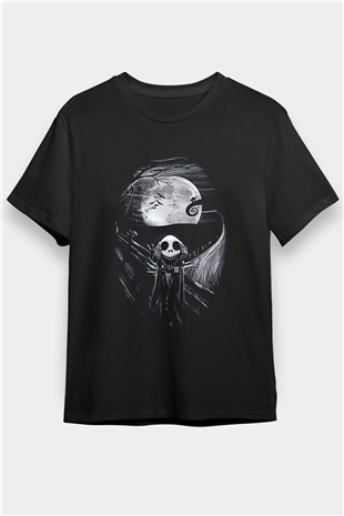 Halloween Baskılı Unisex Siyah Tişört - Tshirt