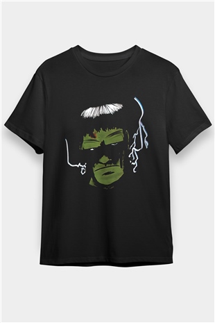 Halloween Baskılı Unisex Siyah Tişört - Tshirt