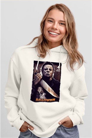 Halloween Beyaz Unisex Hoodie