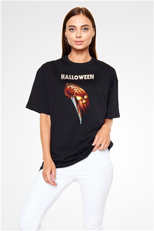 Halloween Siyah Unisex Oversize Tişört T-Shirt