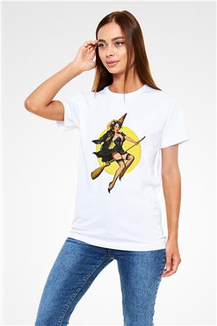 Halloween Unisex Baskılı Beyaz Tişört - Tshirt