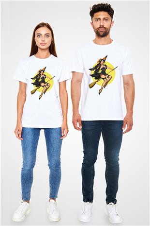 Halloween Unisex Baskılı Beyaz Tişört - Tshirt