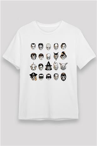 Halloween Unisex Baskılı Beyaz Tişört - Tshirt