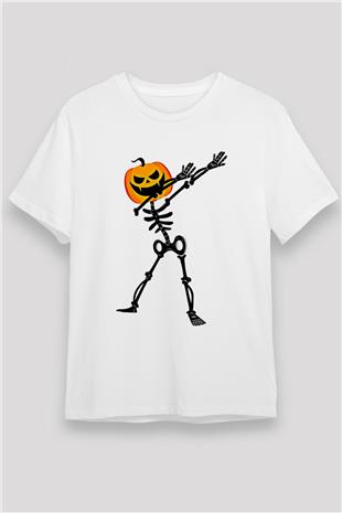 Halloween Unisex Baskılı Beyaz Tişört - Tshirt