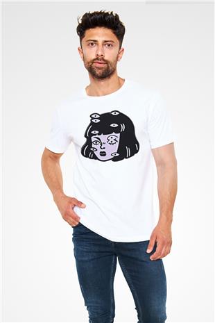 Halloween Unisex Baskılı Beyaz Tişört - Tshirt