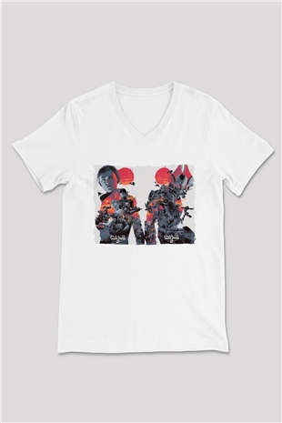Halo Wars Beyaz Unisex V Yaka Tişört