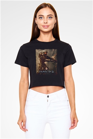 Halo Wars Siyah  Crop Top Tişört