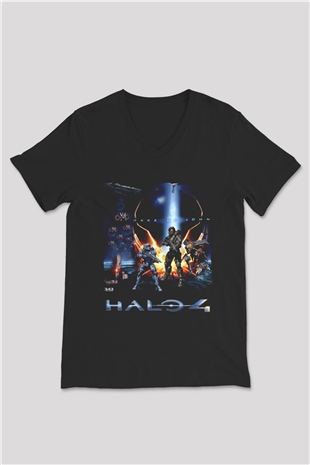Halo Wars Siyah Unisex V Yaka Tişört