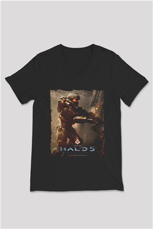 Halo Wars Siyah Unisex V Yaka Tişört