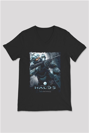 Halo Wars Siyah Unisex V Yaka Tişört