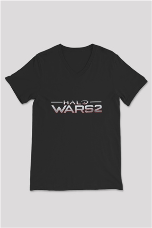 Halo Wars Siyah Unisex V Yaka Tişört T-Shirt