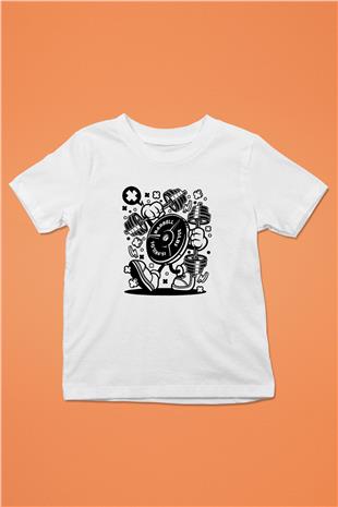 Halter Baskılı Unisex Beyaz Çocuk Tişört - Tshirt