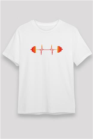 Halter Baskılı Unisex Beyaz Tişört - Tshirt