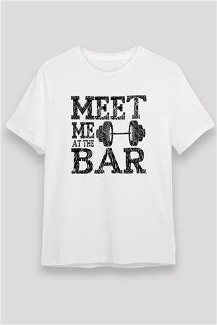 Halter Baskılı Unisex Beyaz Tişört - Tshirt