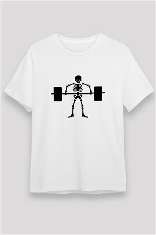 Halter Baskılı Unisex Beyaz Tişört - Tshirt