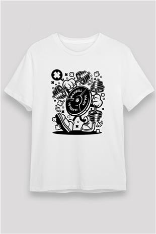 Halter Baskılı Unisex Beyaz Tişört - Tshirt