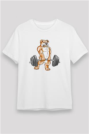 Halter Baskılı Unisex Beyaz Tişört - Tshirt