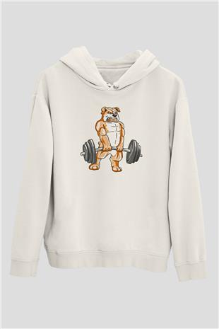 Halter Baskılı Unisex Ekru Hoodie