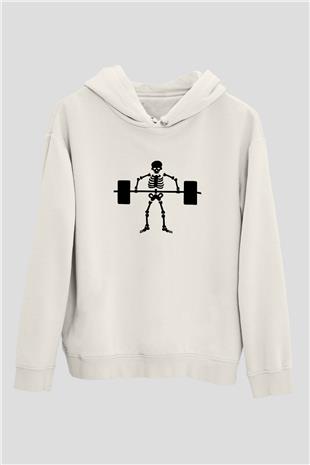 Halter Baskılı Unisex Ekru Hoodie
