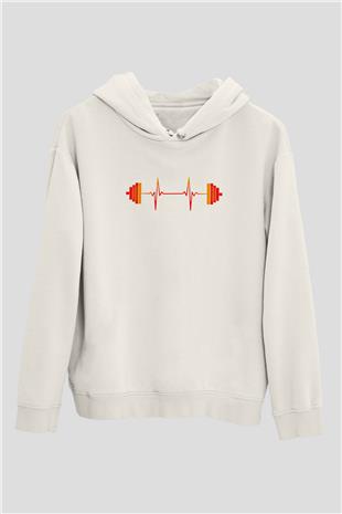Halter Baskılı Unisex Ekru Hoodie