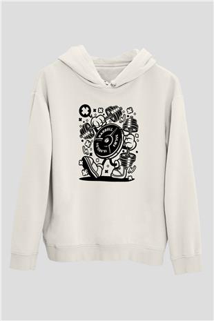 Halter Baskılı Unisex Ekru Hoodie