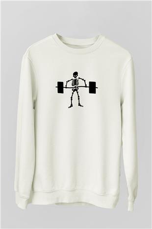 Halter Baskılı Unisex Ekru Sweatshirt