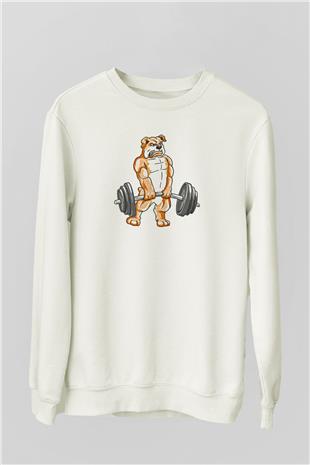 Halter Baskılı Unisex Ekru Sweatshirt