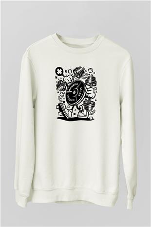Halter Baskılı Unisex Ekru Sweatshirt