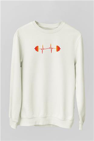 Halter Baskılı Unisex Ekru Sweatshirt