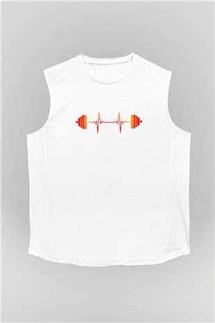 Halter Baskılı Unisex Kolsuz Beyaz Tişört